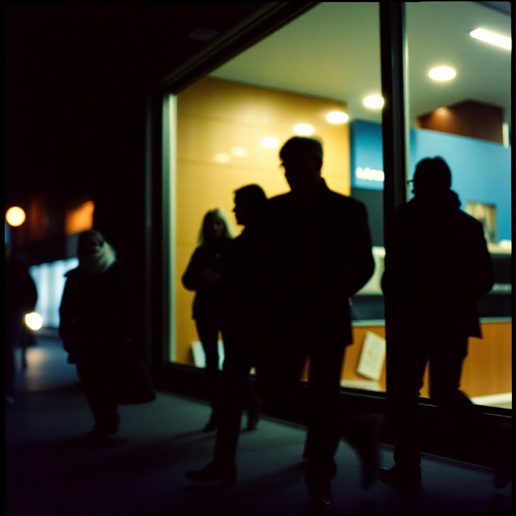 Vitrine iluminada de estabelecimento comercial à noite